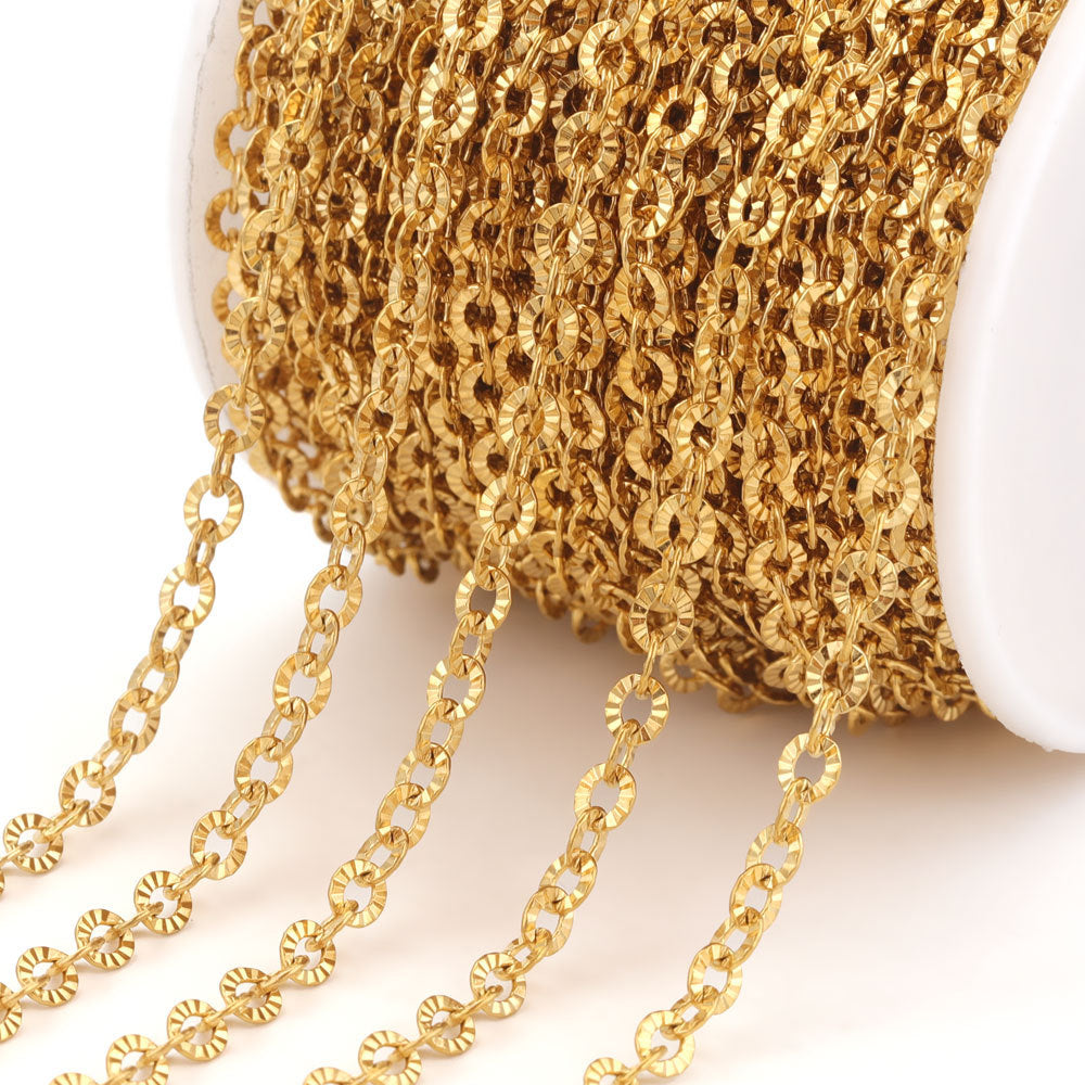 CH03 Sunflower Flat O Shape Chains For DIY Necklace Bracelet 5 Meters Per bag