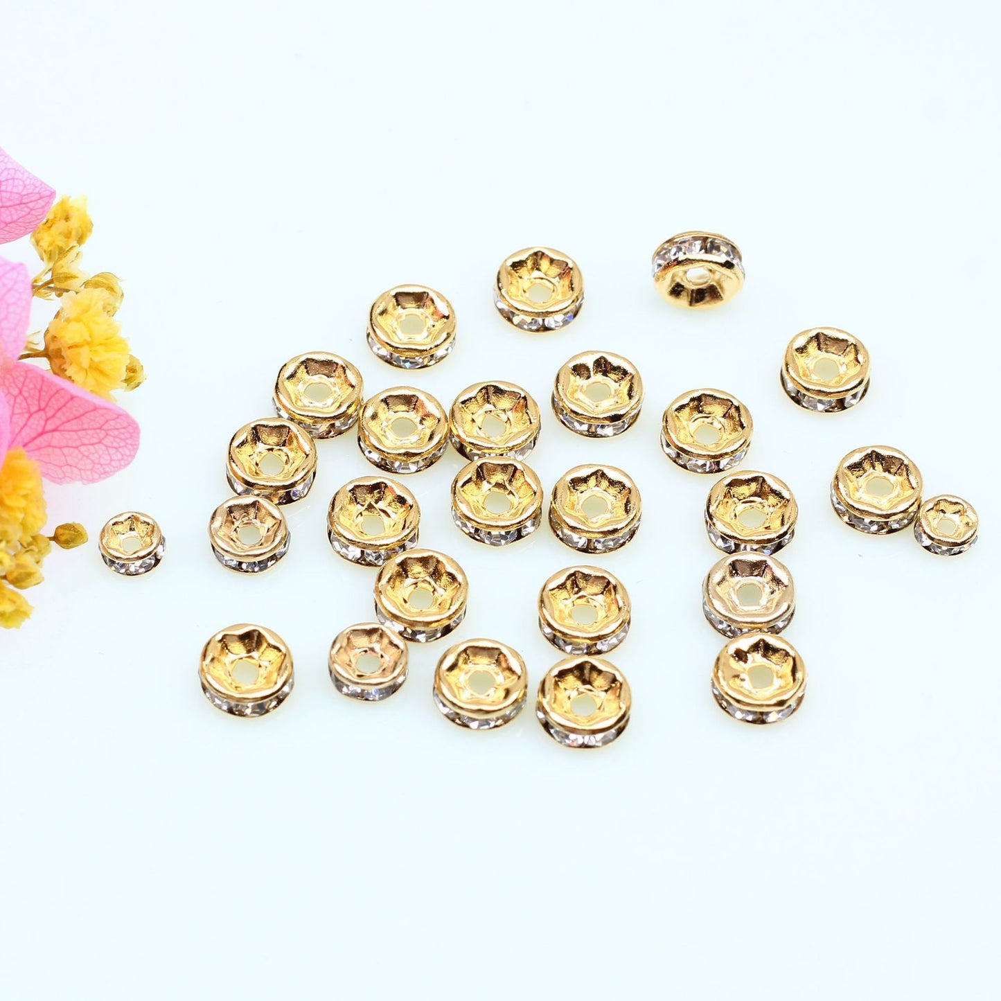 SPC17 Spacer Beads Zircon Bezel Diamond Shape Spacer Beads for DIY Bracelet Necklace