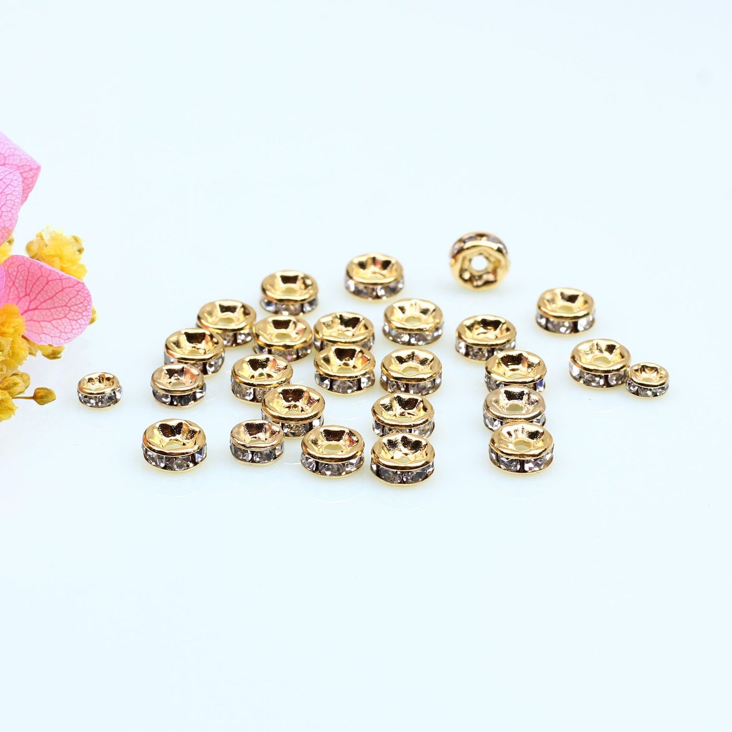 SPC17 Spacer Beads Zircon Bezel Diamond Shape Spacer Beads for DIY Bracelet Necklace