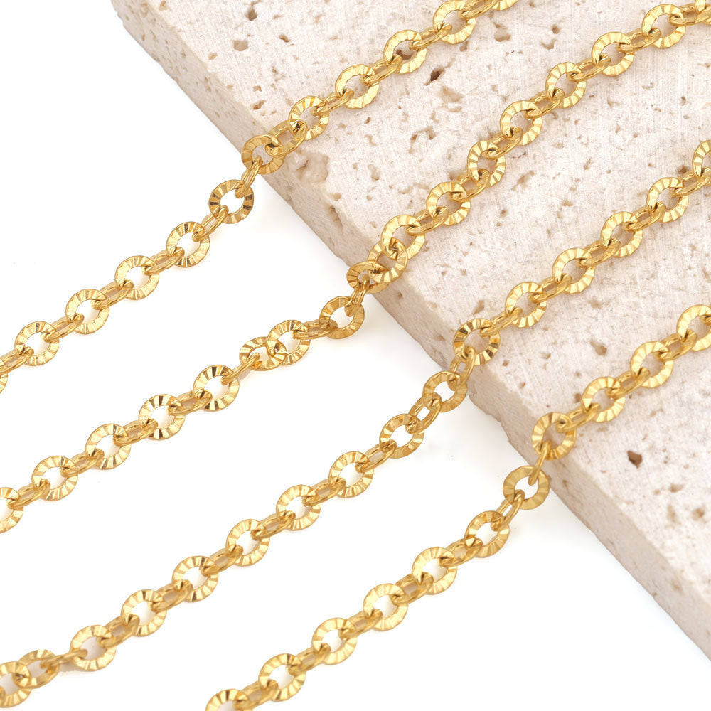 CH03 Sunflower Flat O Shape Chains For DIY Necklace Bracelet 5 Meters Per bag