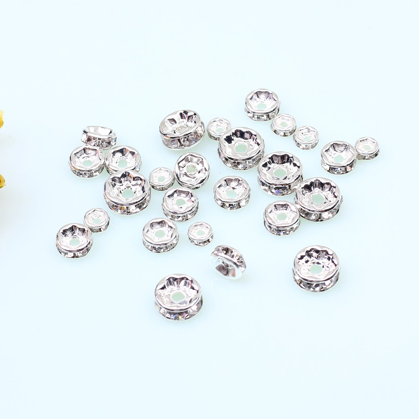 SPC17 Spacer Beads Zircon Bezel Diamond Shape Spacer Beads for DIY Bracelet Necklace