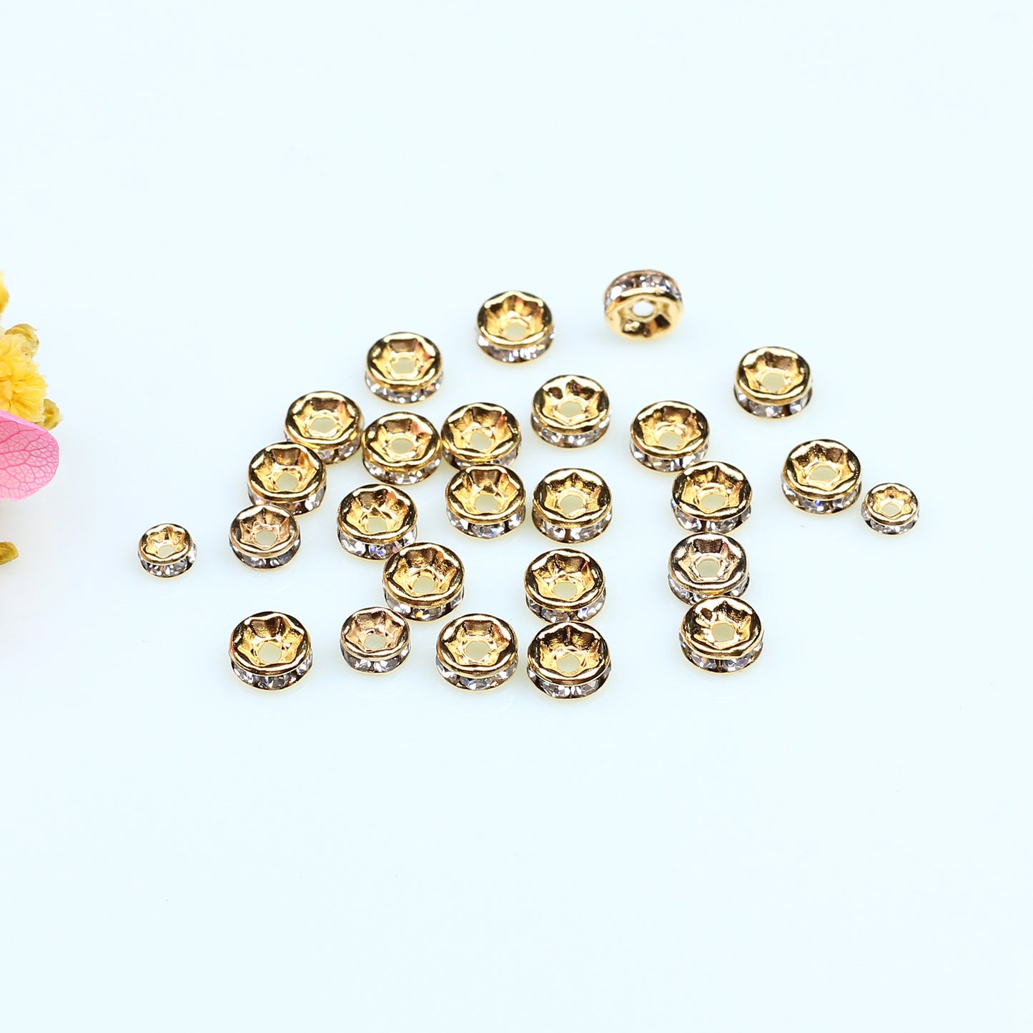SPC17 Spacer Beads Zircon Bezel Diamond Shape Spacer Beads for DIY Bracelet Necklace