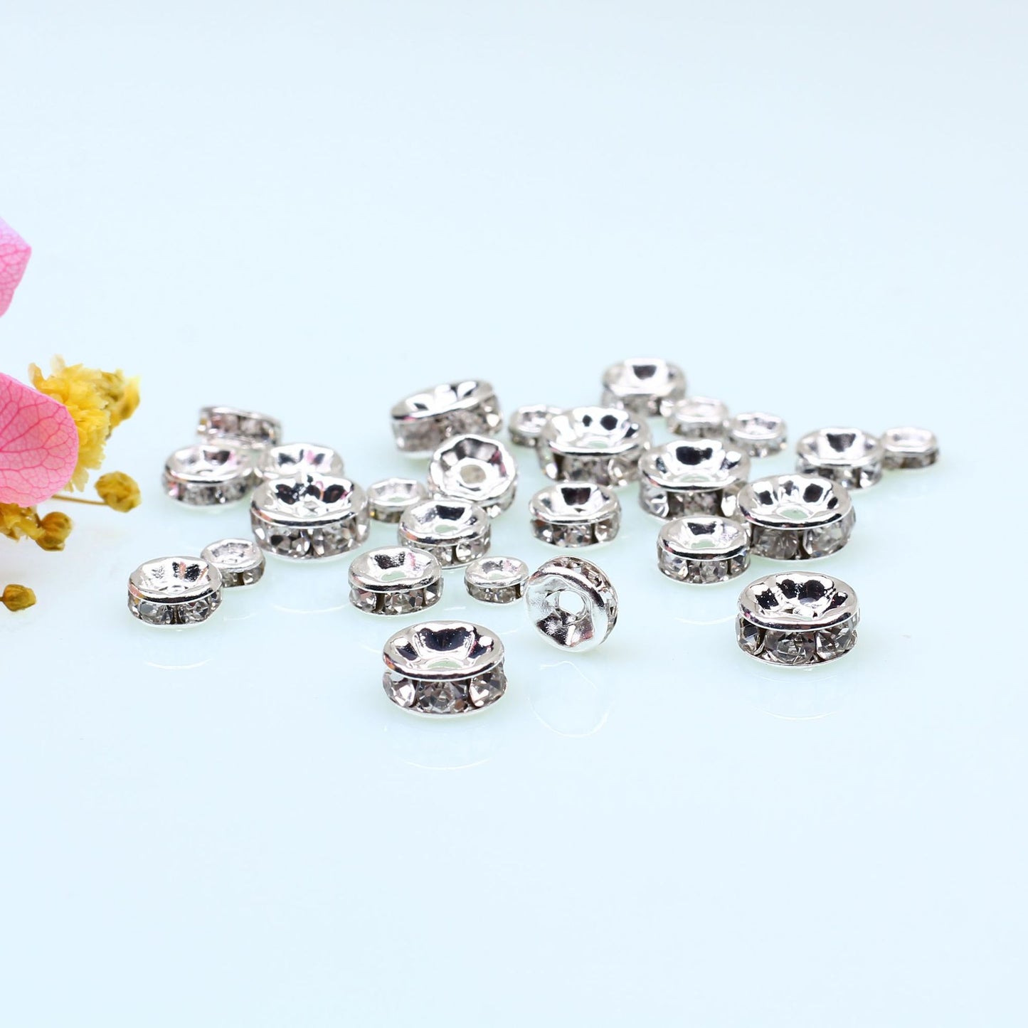 SPC17 Spacer Beads Zircon Bezel Diamond Shape Spacer Beads for DIY Bracelet Necklace