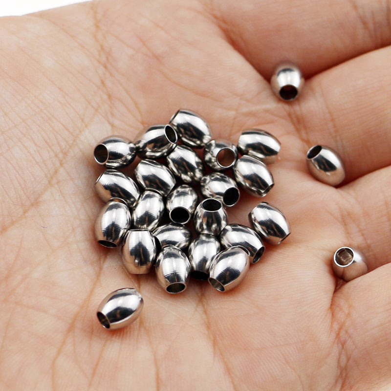 SPC65 Stainless Steel Oval Big Hole Spacer Charms Beads for DIY Bracelet