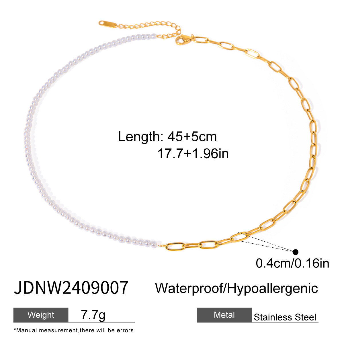 JDNW2409007 Stainless Steel Pearl Necklace Simple Chain Necklace for Women