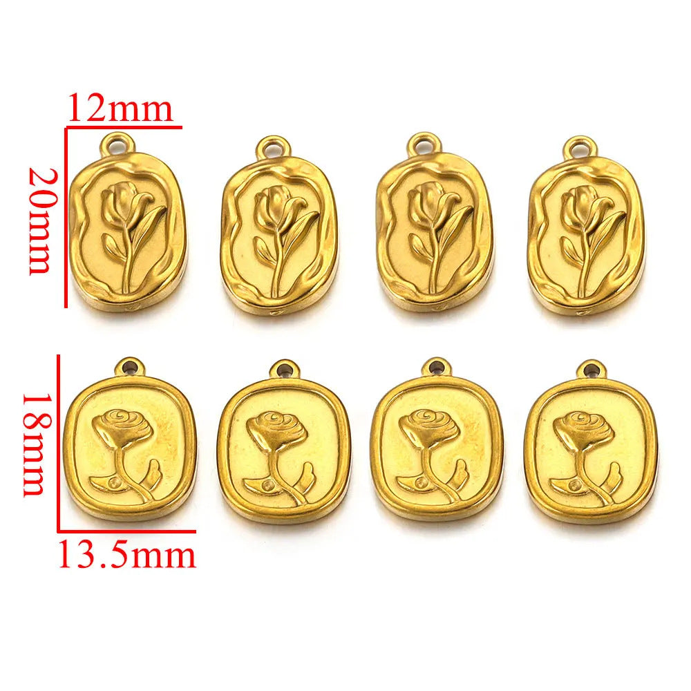 PD17 Flower Pendant Stainless Steel Rose Tulips Pendant for DIY Jewerly Charms Pendant