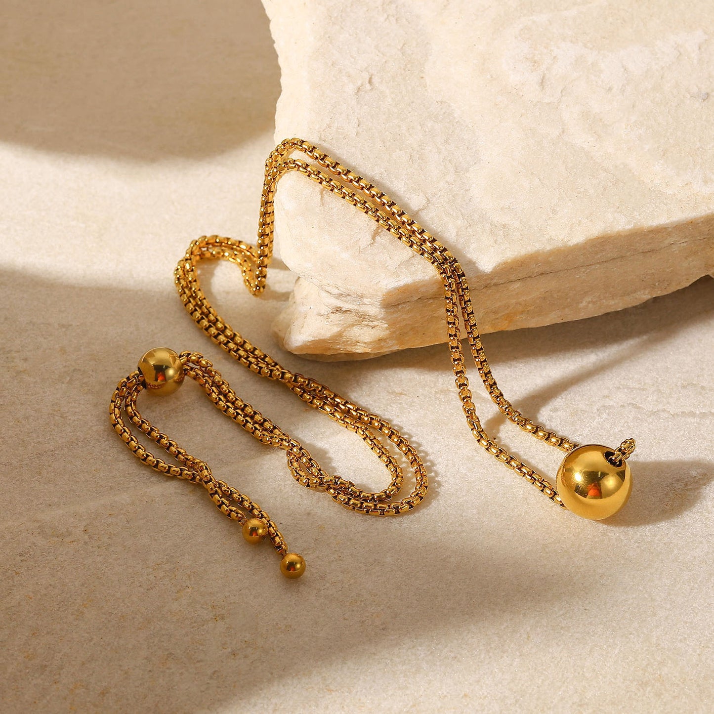 JDN21055 Stainless Steel Necklace with Ball Pendant Waterproof Chain