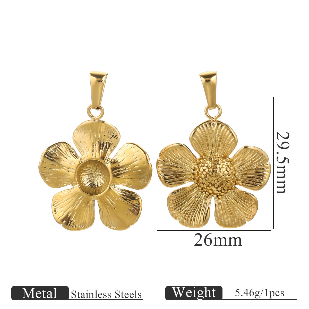 PD23 Vintage Flower Pendant Stainless Steel Necklace Pendants
