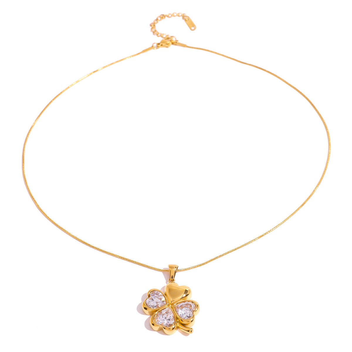 JDN2407017 Clover Pendant Necklace Stainless Steel Waterproof Chain Necklace for Women