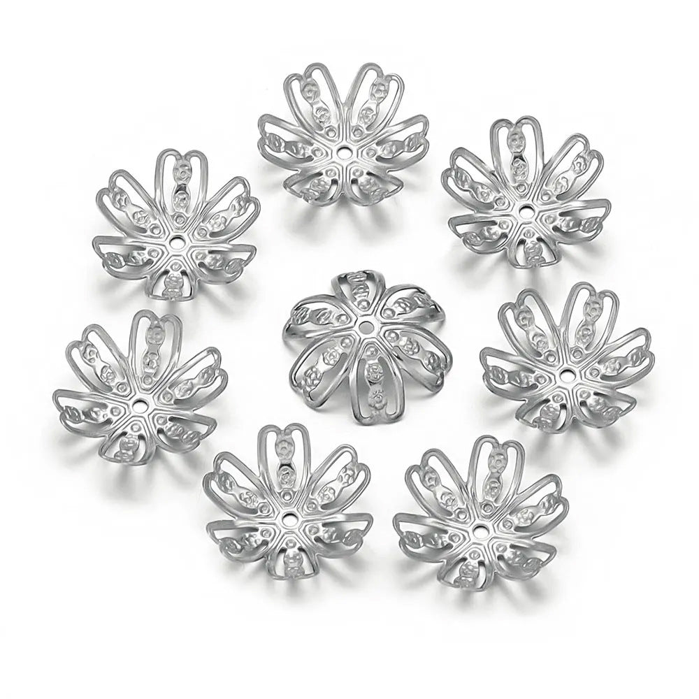 SPC32 14mm Stainless Steel Flower Spacer for DIY Bracelet Necklace
