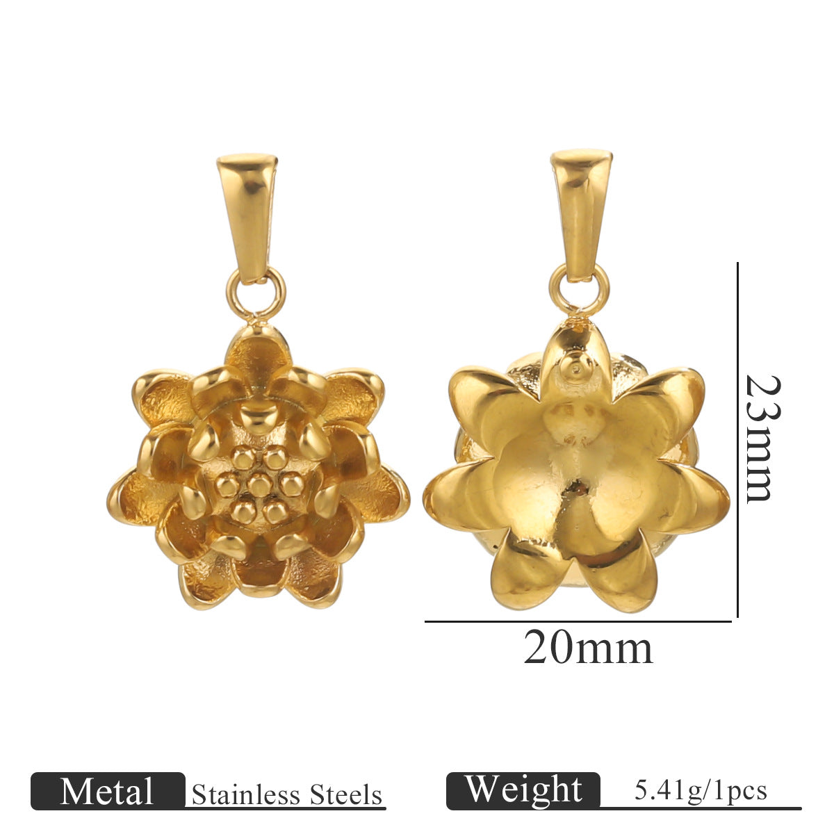 PD23 Vintage Flower Pendant Stainless Steel Necklace Pendants