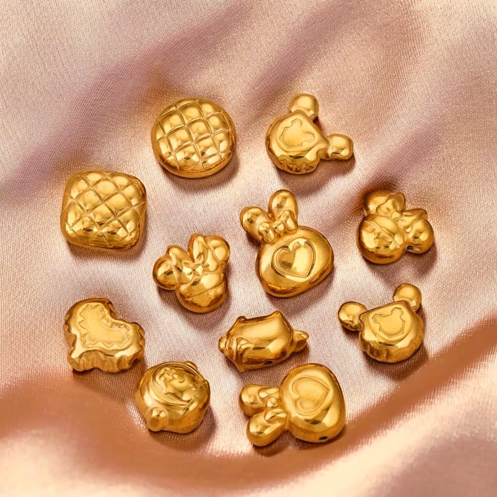SPC68 Charms Beads Stainless Steel Star Bunny Heart Micky Charms Beads for DIY Bracelet