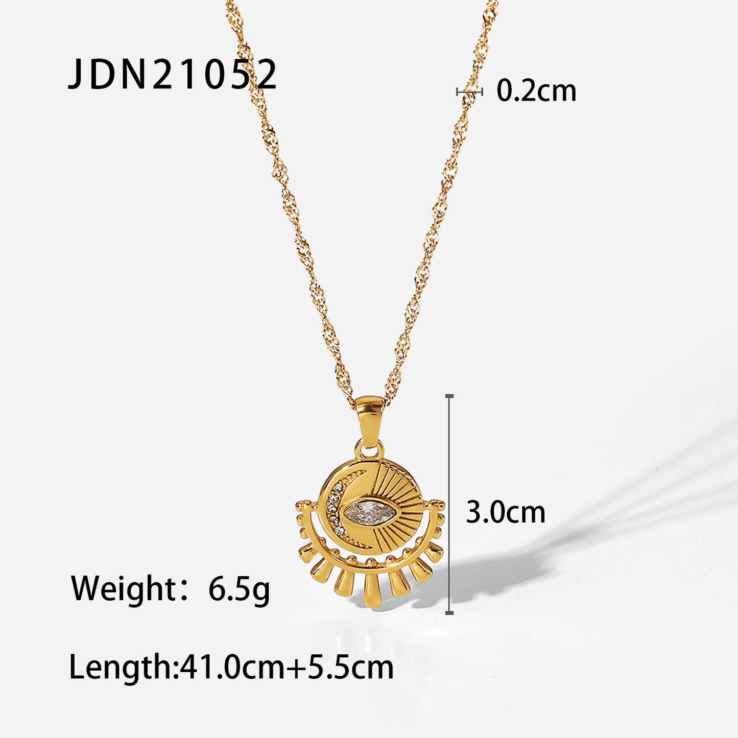 JDN20292 Stainless Steel Octagram Pendant 8 Point of Star Choker Necklace for Women