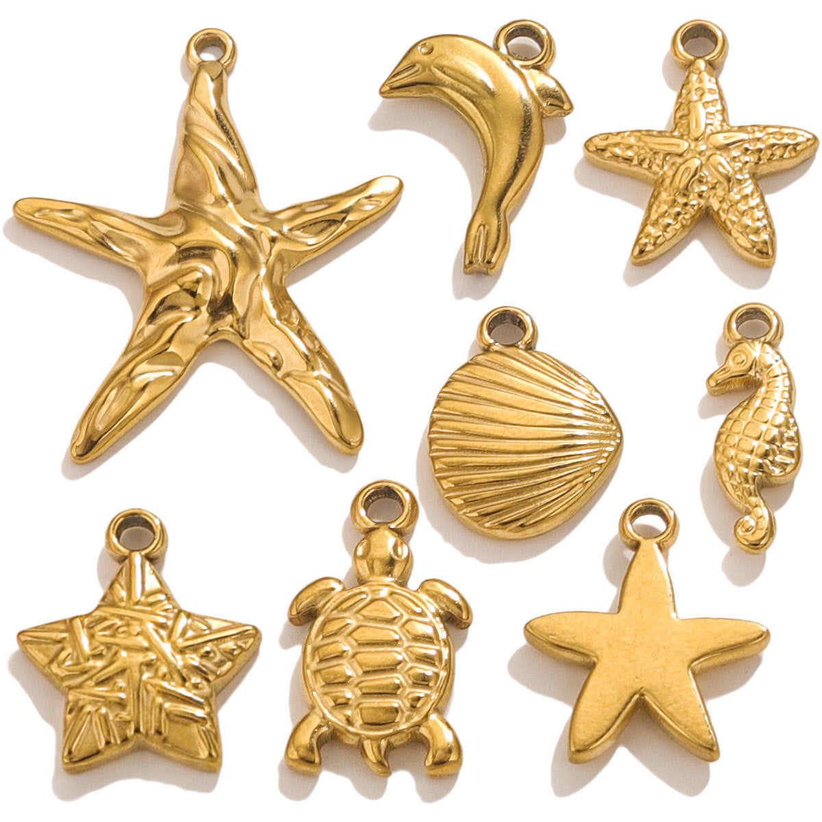 SPC81 Stainless Steel Ocean Style Pendant Charms Star Fish Dolphin Shell Turtle Star Pendant No Tarish