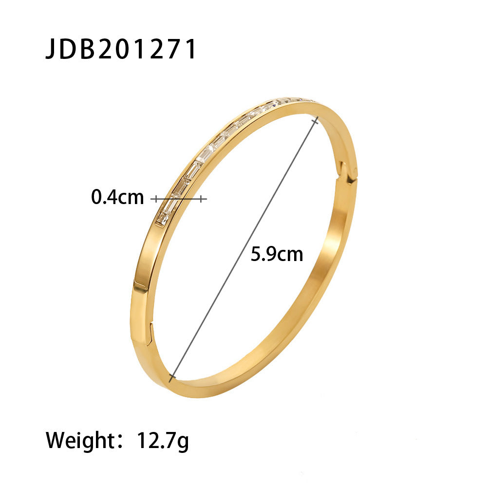 JDB2012 Bangles Stainless Steel Bracelet Bangle with Zircon for Women