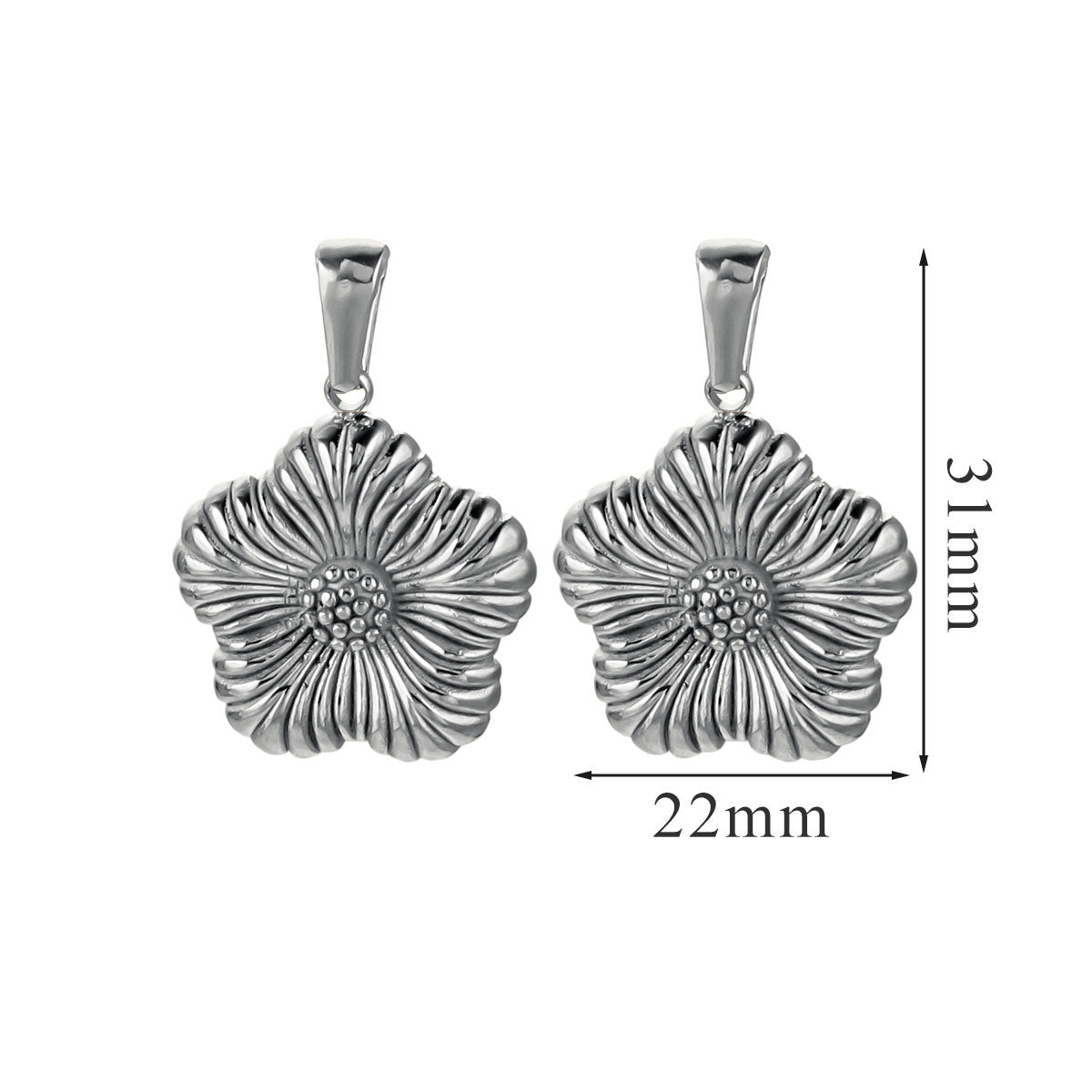 PD23 Vintage Flower Pendant Stainless Steel Necklace Pendants