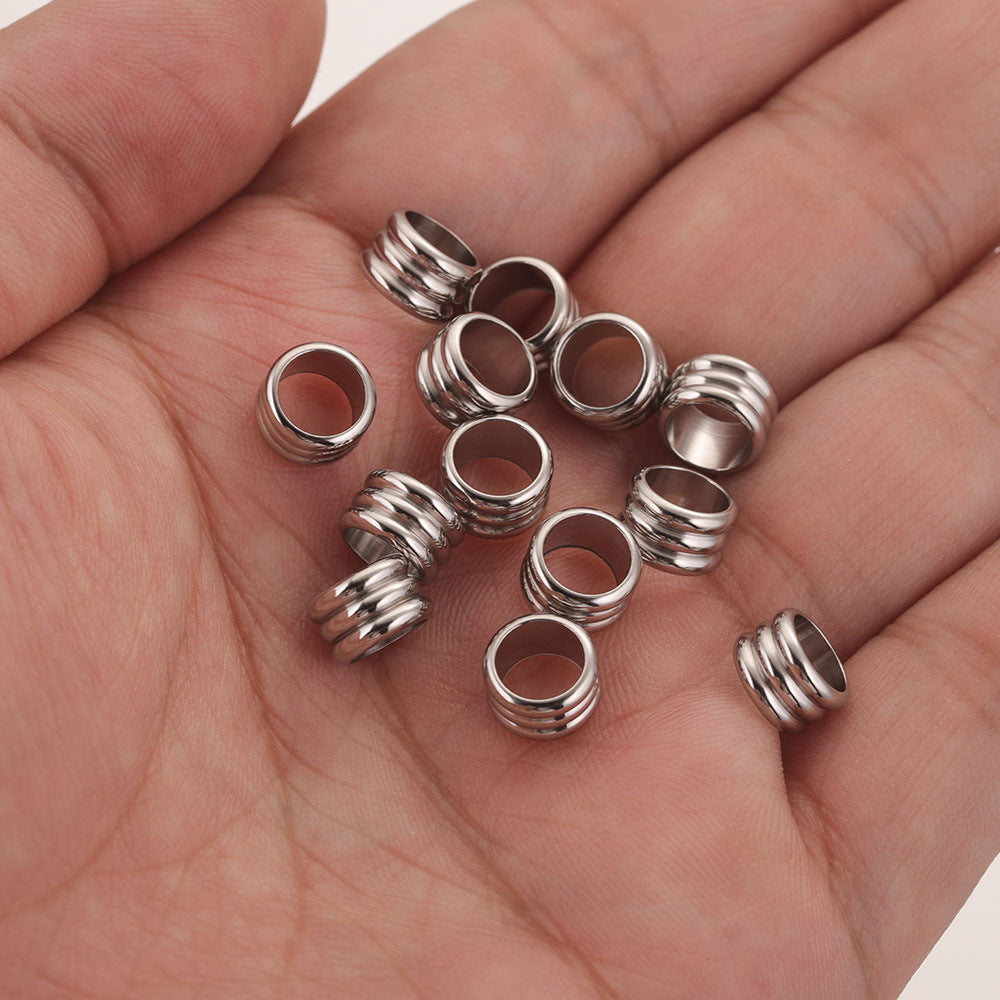 SPC66 Stainless Steel Big Hole Spacer for String Necklace Charms Beads for DIY Jewelry
