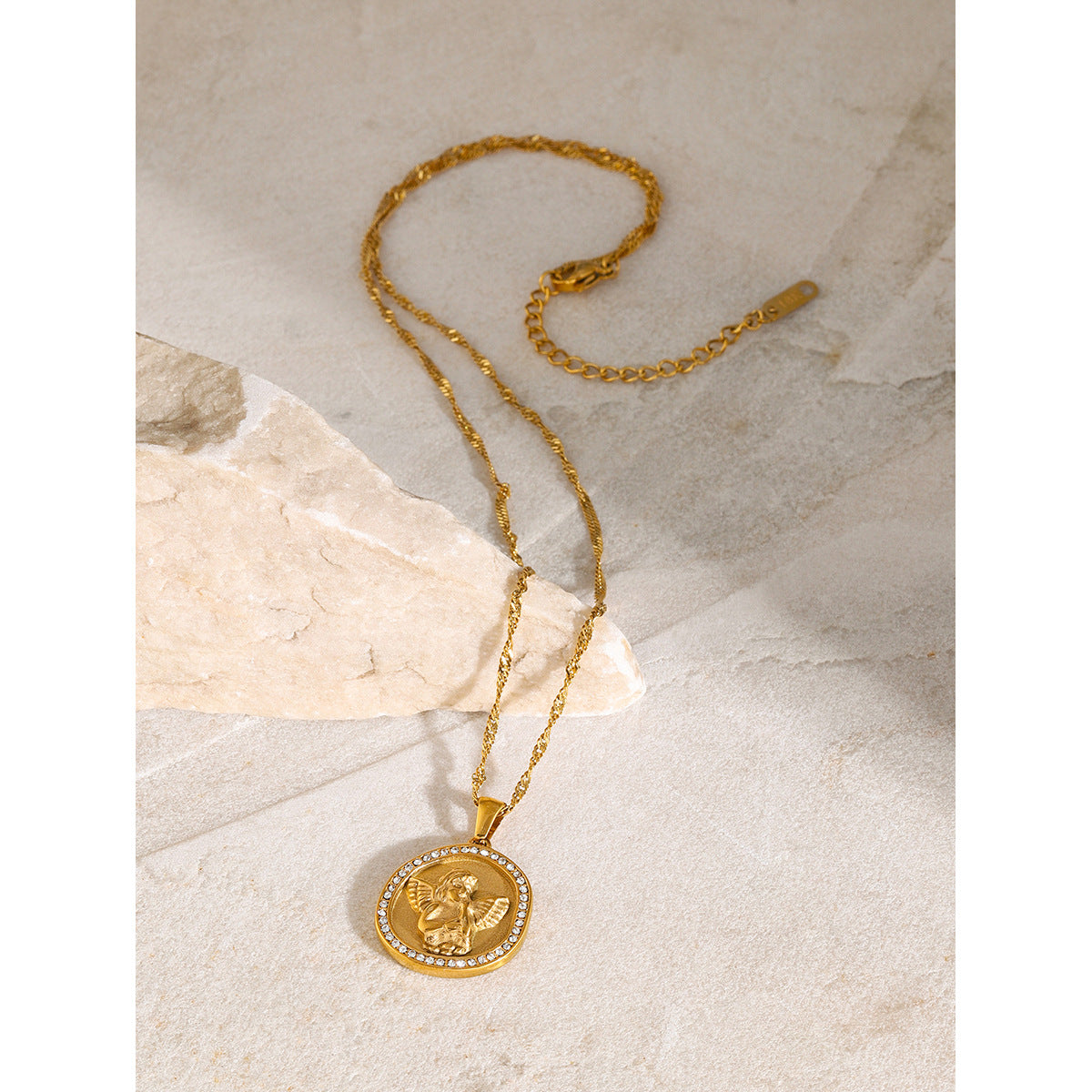 JDN2404025 Angle Pendant 18K Golden Color Round Pendant Necklace for Women