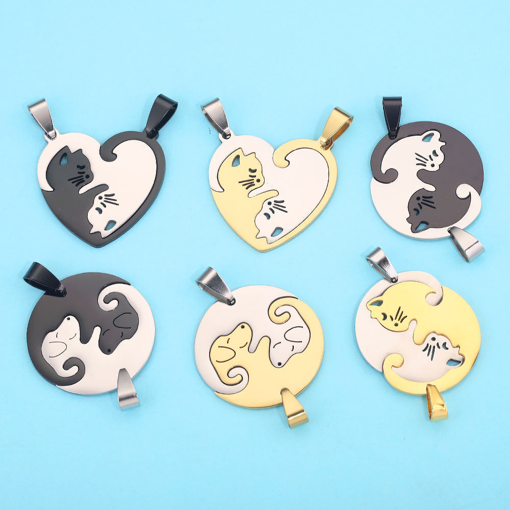PD24 Couple Pendant Family Pendant Cat Dog Love Pendant Stainless Steel