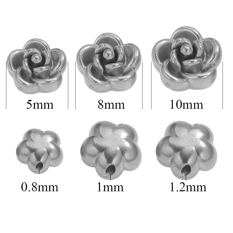 SPC79 Rose Stainless Steel Spacer Charms Beads