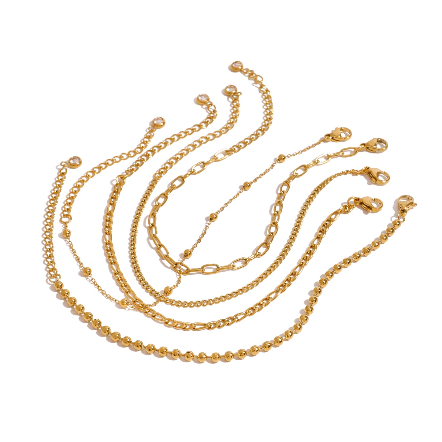 JDB2409030 Stainless Steel Beaded Simple Style Chain Bracelet for Women