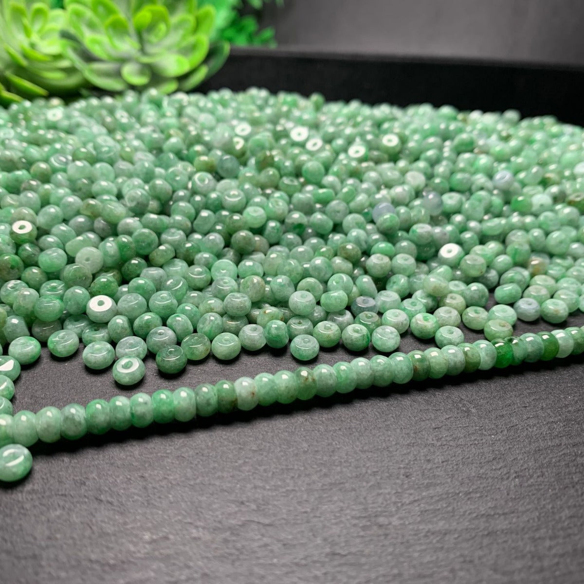 PD08 5.5*2.8mm Myanmar Jade Donut Shape Beads Natural Crystal Gemstone Real Jade