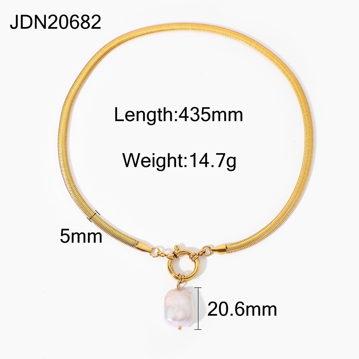 JDN20682 Fresh Water Pearl Necklace Stainless Steel Chain Necklace for Women