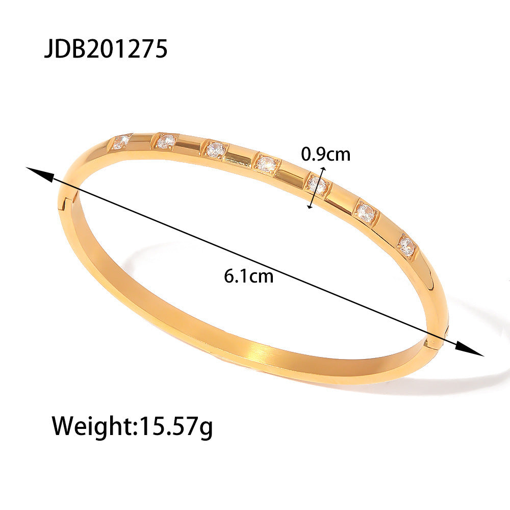 JDB2012 Bangles Stainless Steel Bracelet Bangle with Zircon for Women