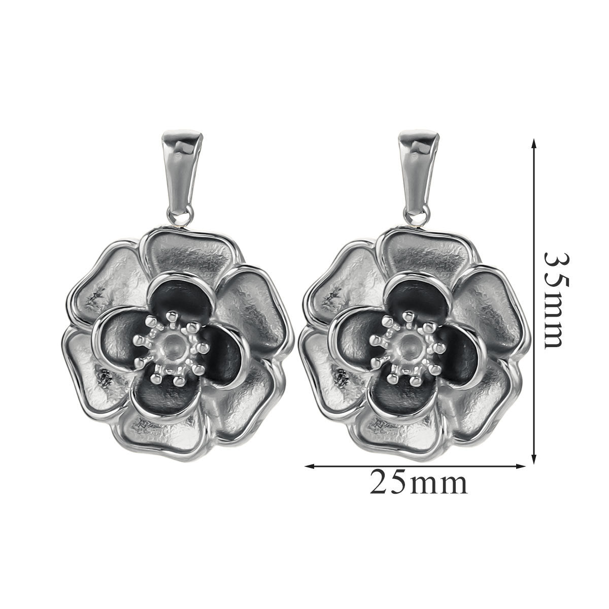 PD23 Vintage Flower Pendant Stainless Steel Necklace Pendants