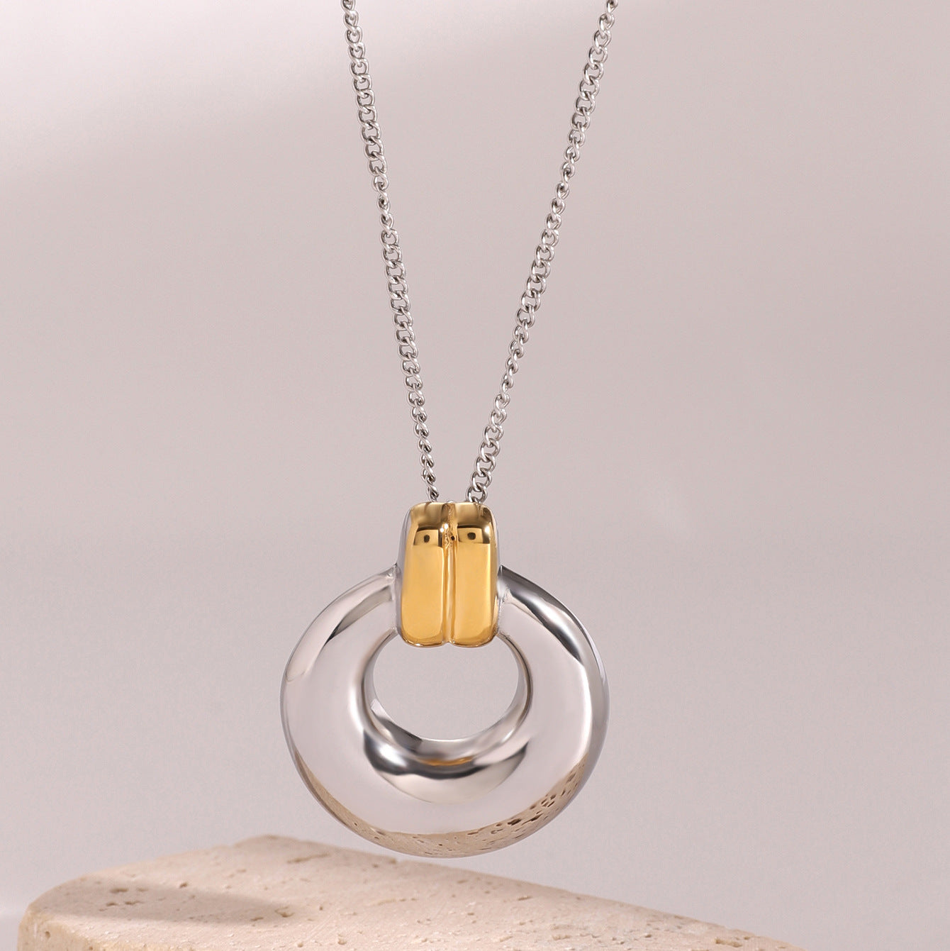 JDN2407019 Stainless Steel O shape Necklace & Earrings set Waterproof Chain Necklace for Women