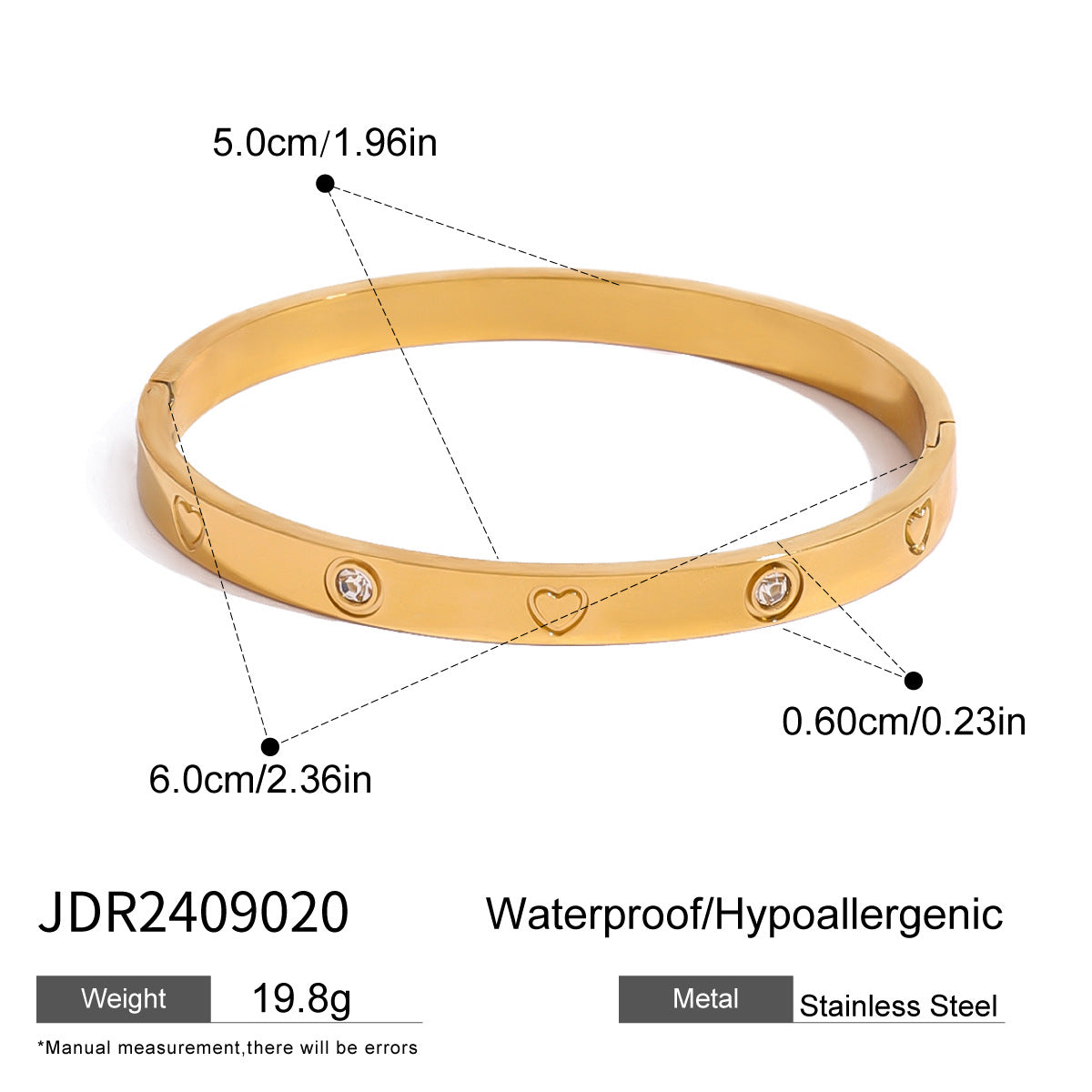 JDR2409029 Stainless Steel Clip Bangle Bracelet With Zirconia