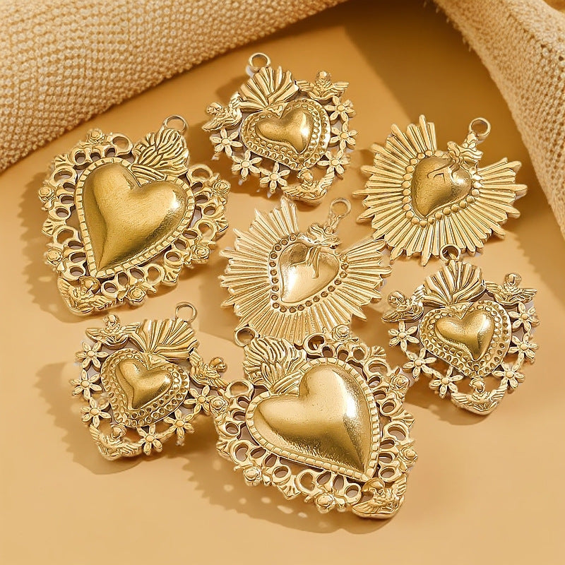 PD22 Vintage Heart Metal Pendant Stainless Steel