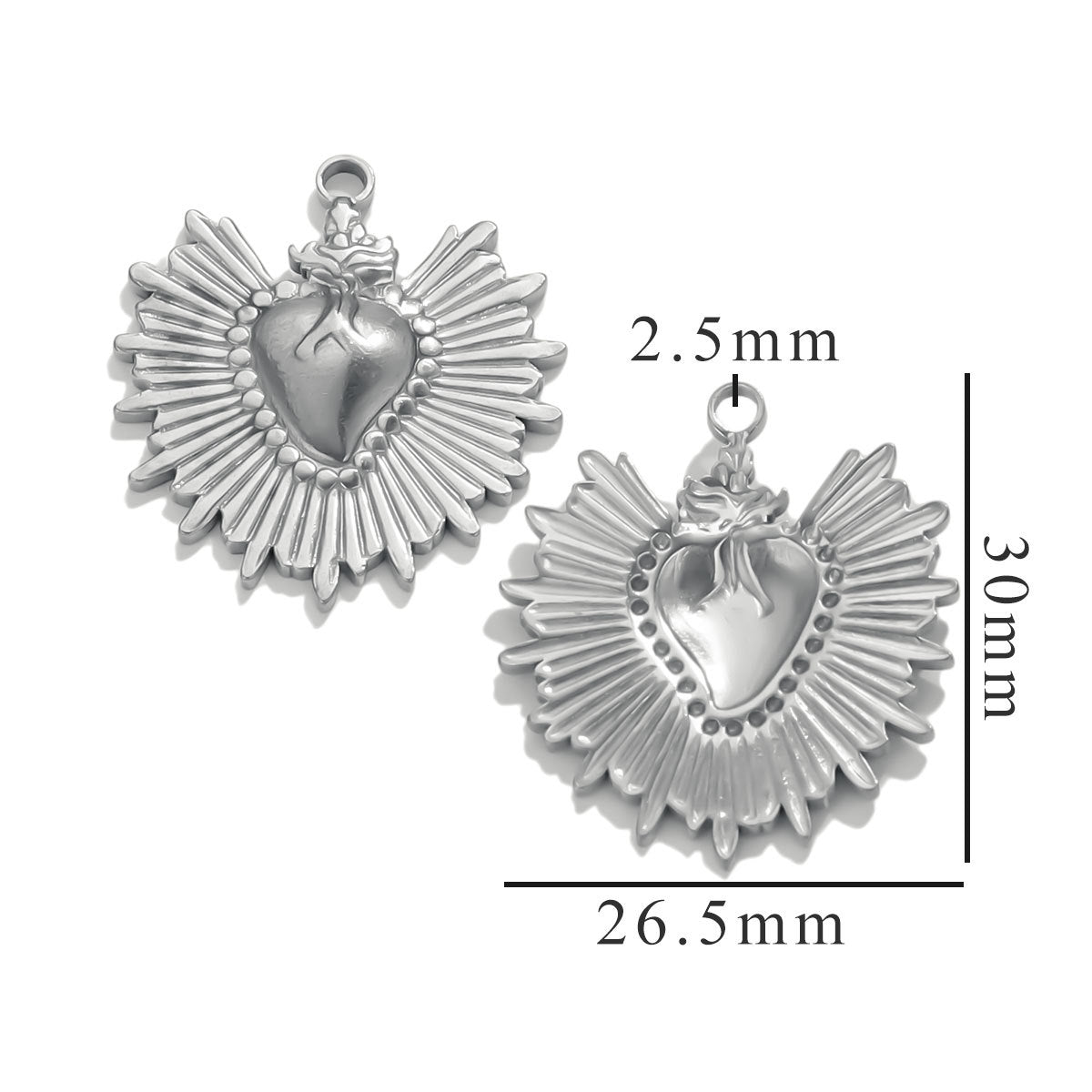 PD22 Vintage Heart Metal Pendant Stainless Steel