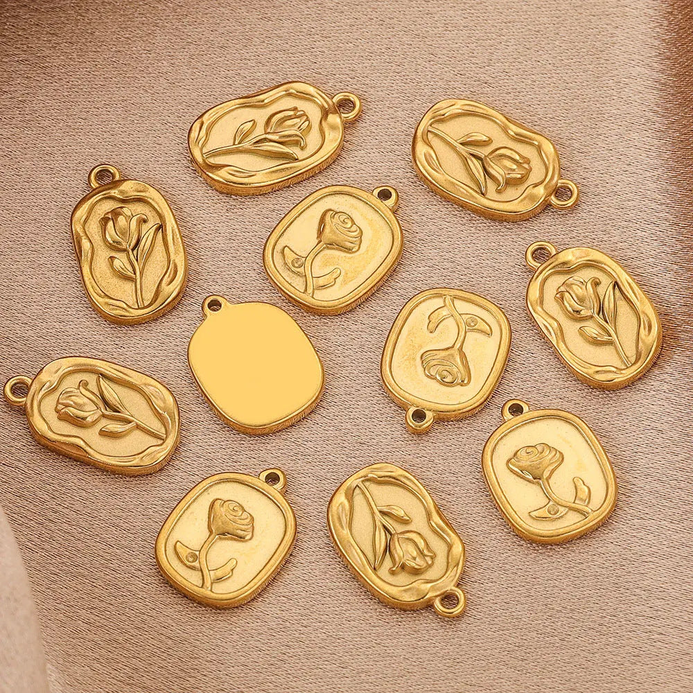 PD17 Flower Pendant Stainless Steel Rose Tulips Pendant for DIY Jewerly Charms Pendant