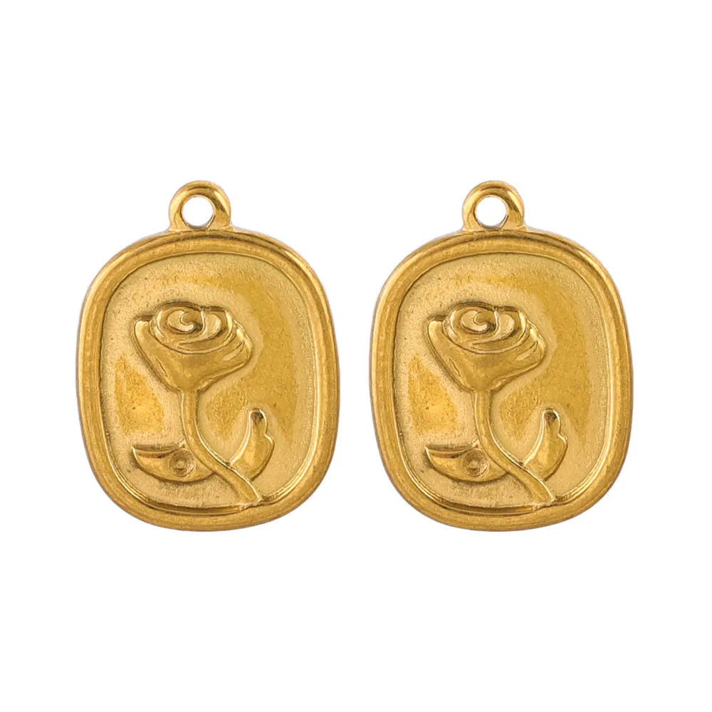 PD17 Flower Pendant Stainless Steel Rose Tulips Pendant for DIY Jewerly Charms Pendant