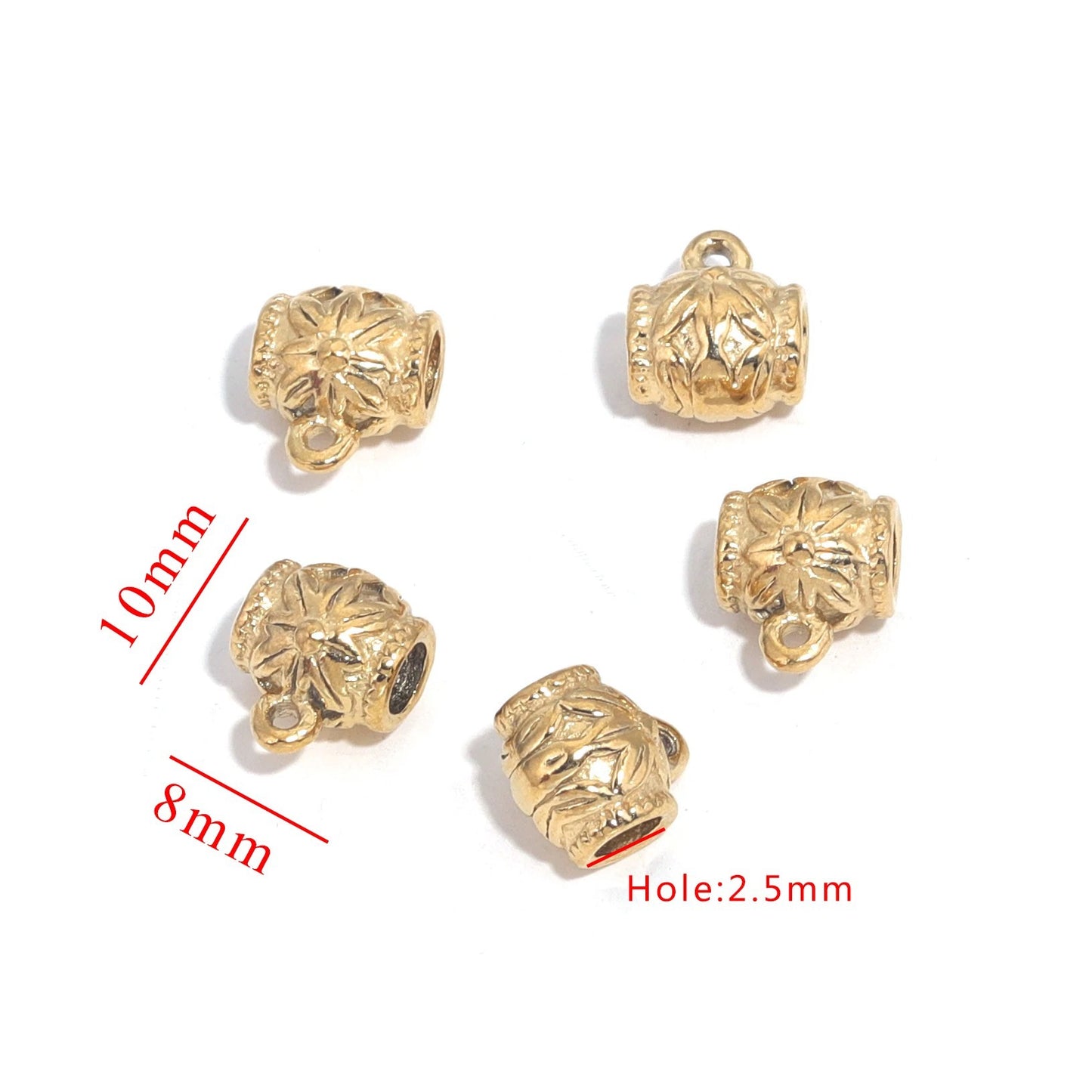 SPC62 Big Hole Spacers with Hook Stainless Steel Charms Beads for String Bracelet DIY Accessories