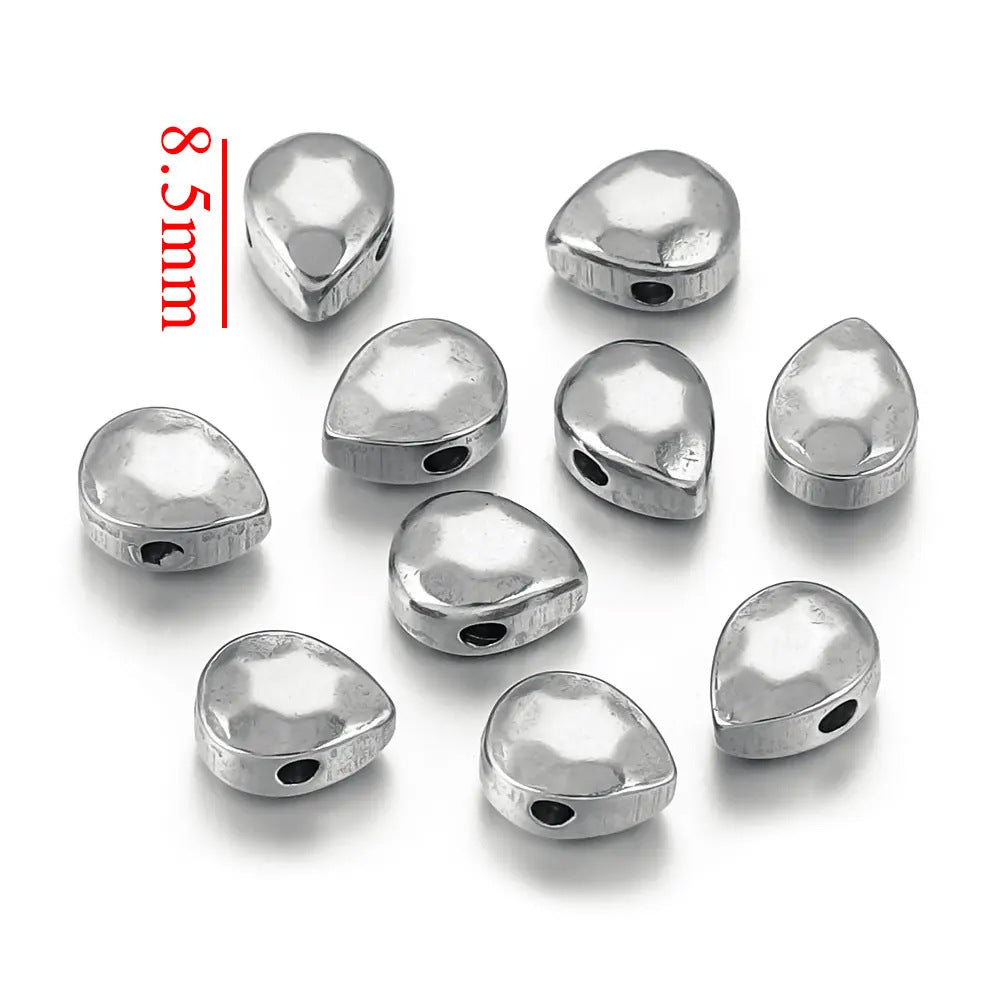 SPC67 Stainless Steel Oval Tear Drop Shape Spacer Charm Beads for DIY Jewelry