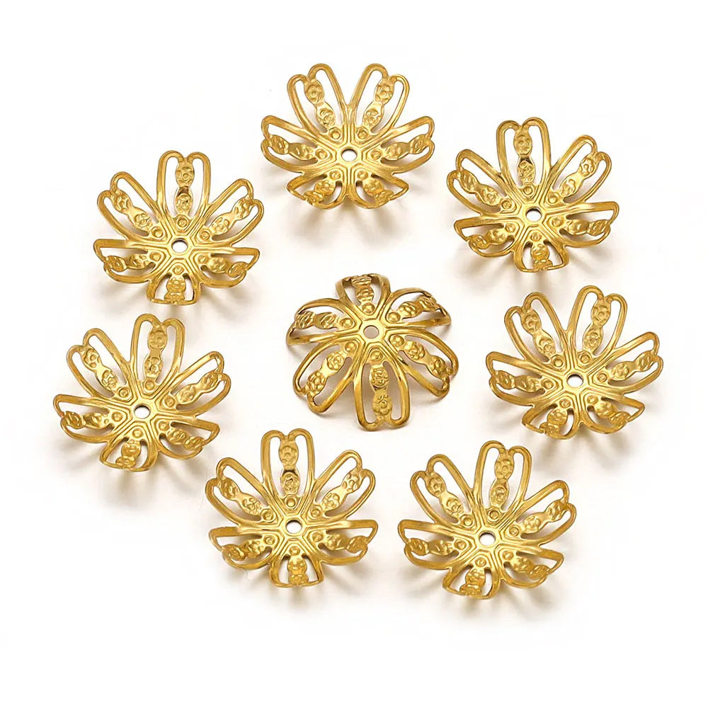 SPC32 14mm Stainless Steel Flower Spacer for DIY Bracelet Necklace