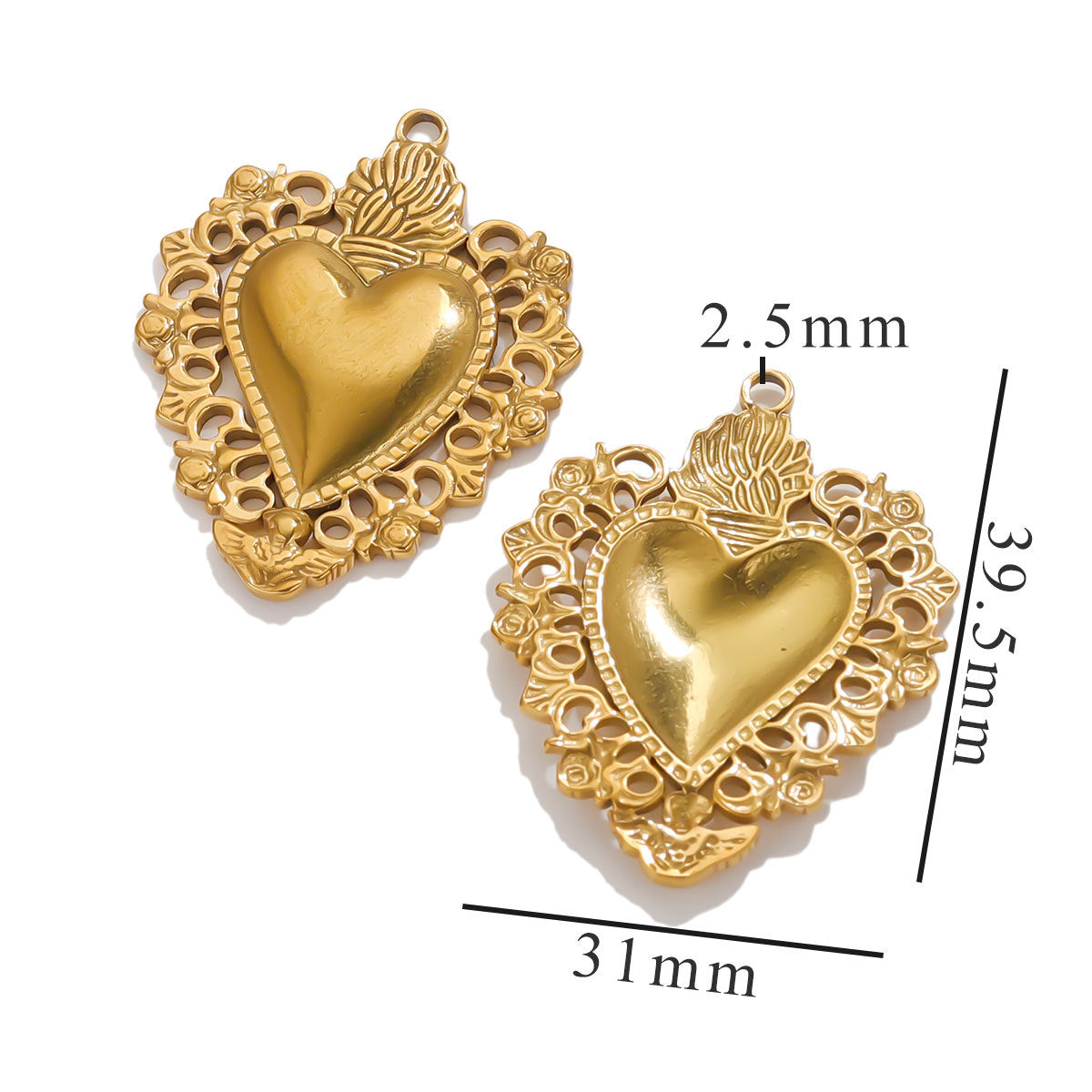 PD22 Vintage Heart Metal Pendant Stainless Steel
