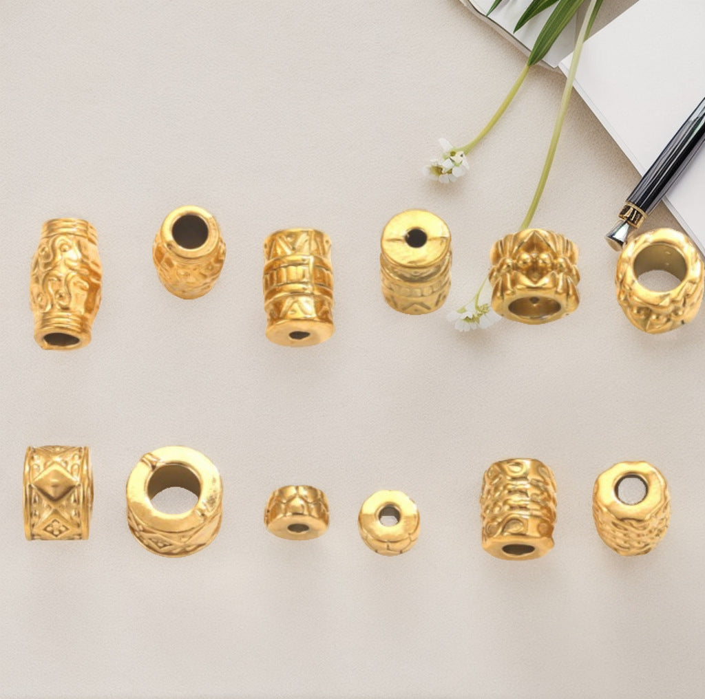SPC49 Spacer Charms Beads Donut Barrel Carved Shape Beads for DIY Bracelet