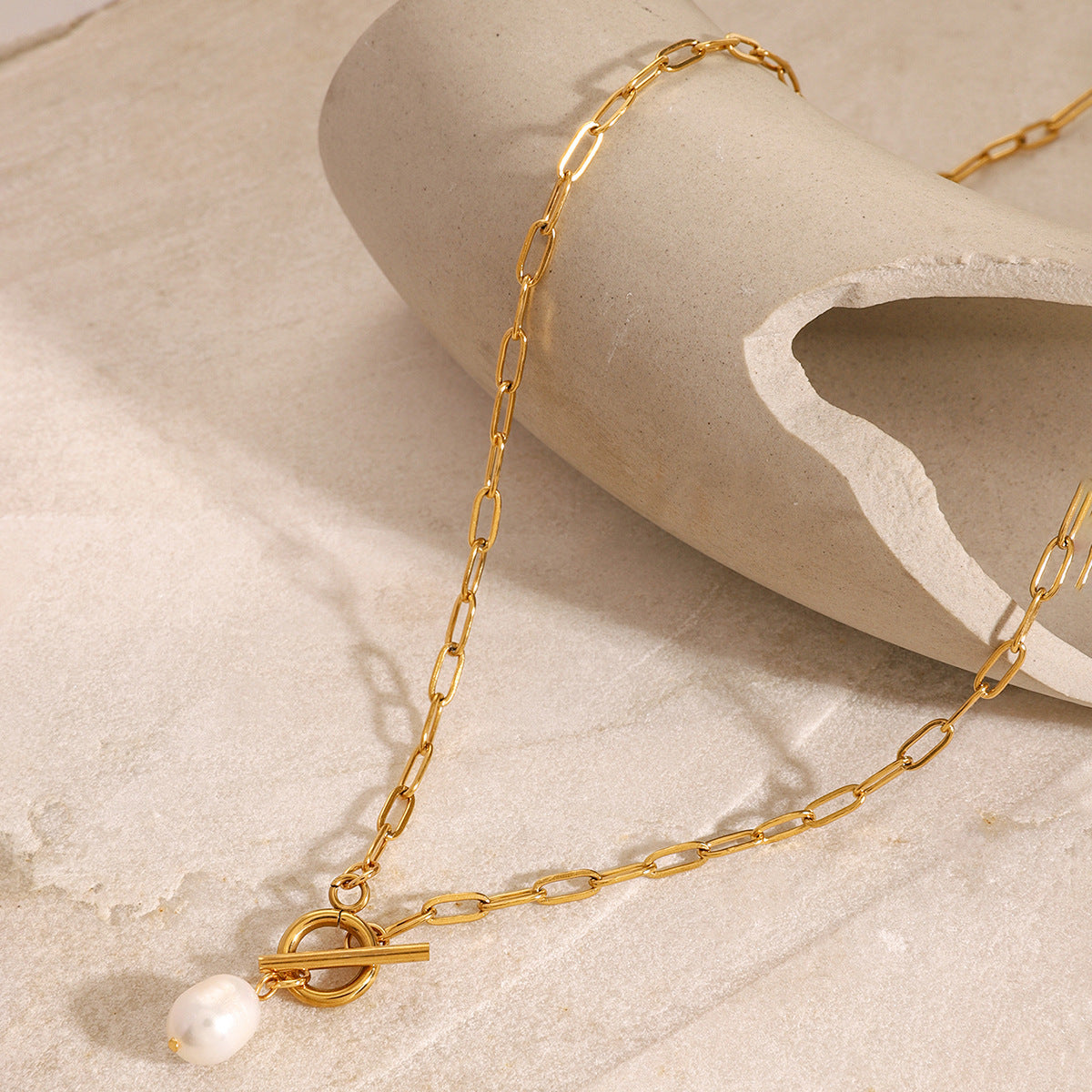 JDNW2409009 Fresh Water Pearl Pendant Necklace O/T chain Waterproof Chain Necklace for WOmen