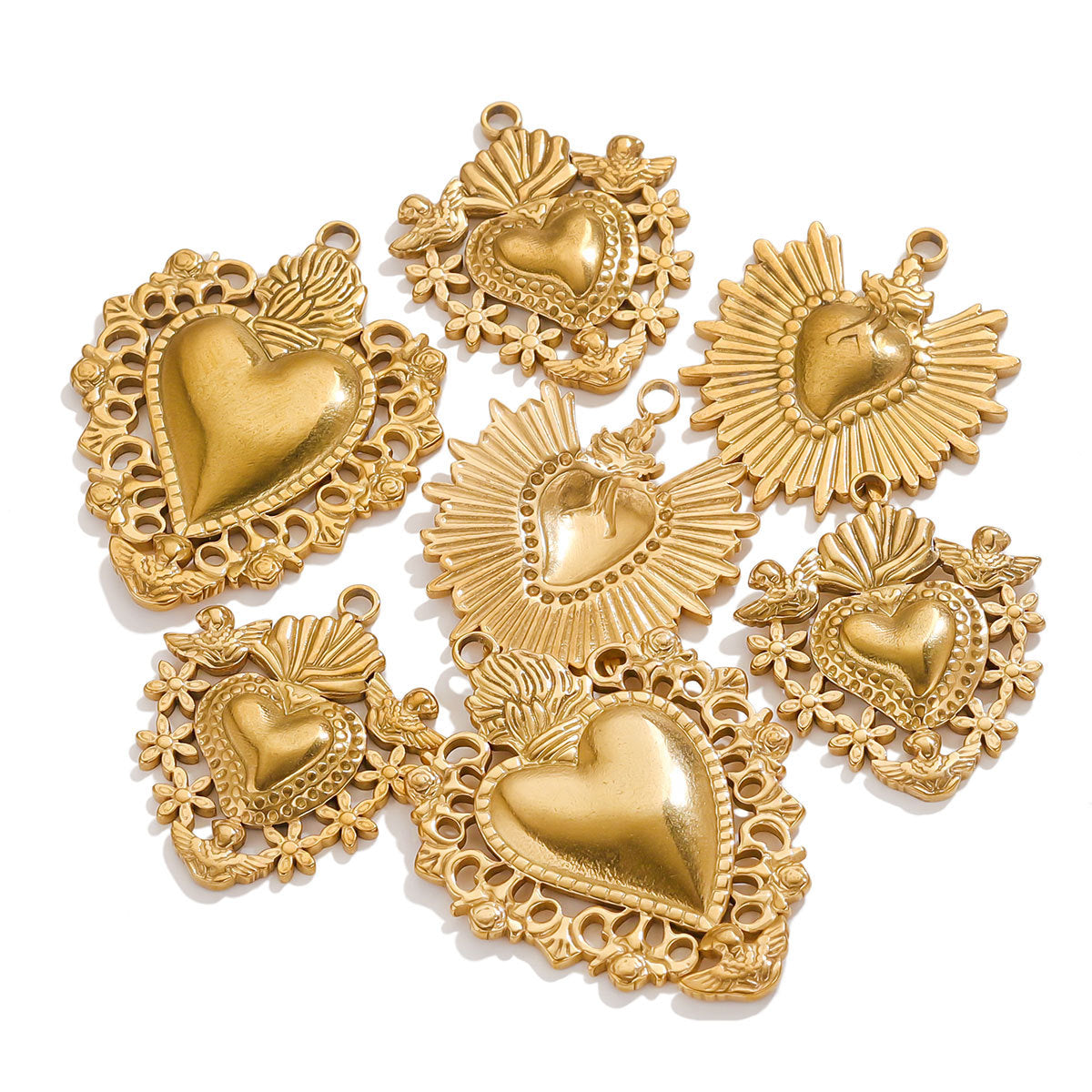 PD22 Vintage Heart Metal Pendant Stainless Steel