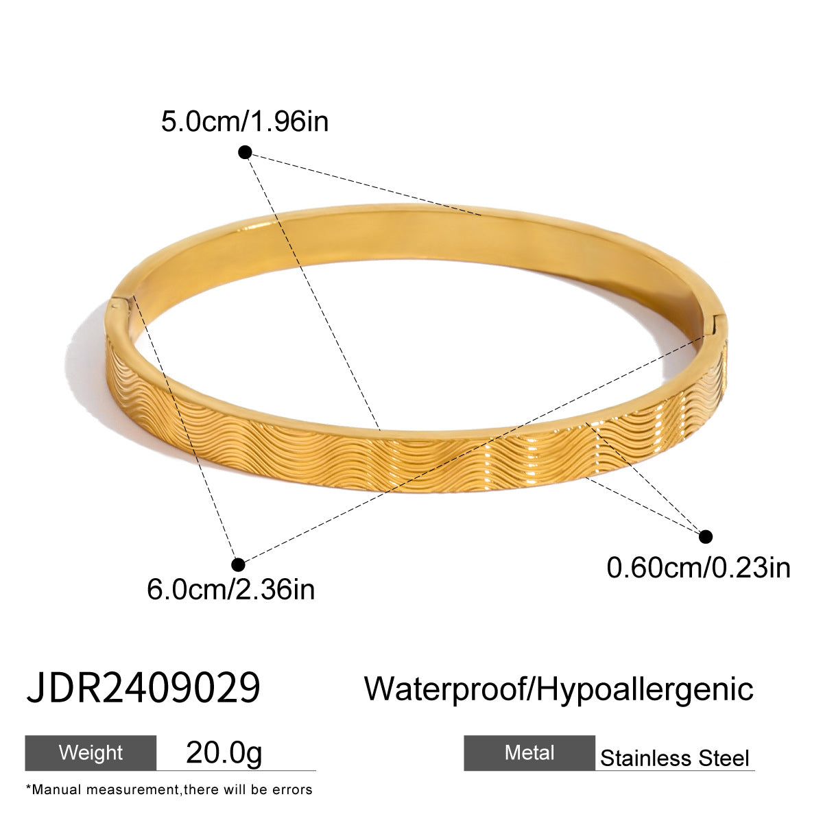 JDR2409029 Stainless Steel Clip Bangle Bracelet With Zirconia