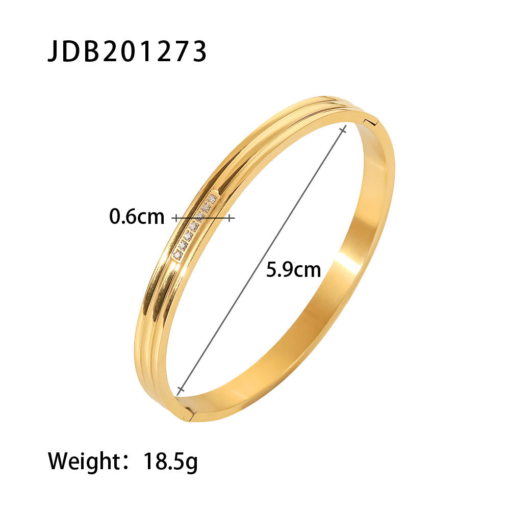 JDB2012 Bangles Stainless Steel Bracelet Bangle with Zircon for Women