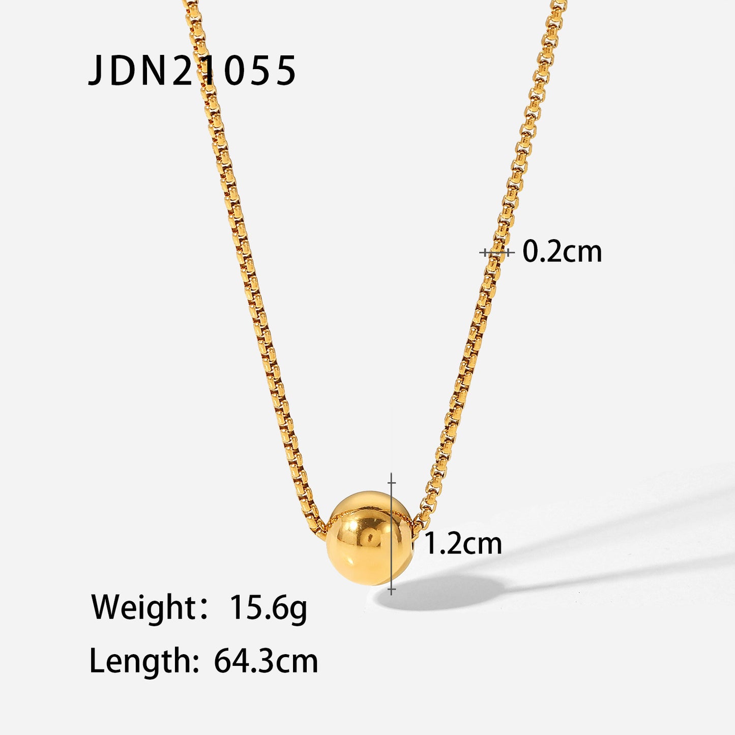 JDN21055 Stainless Steel Necklace with Ball Pendant Waterproof Chain