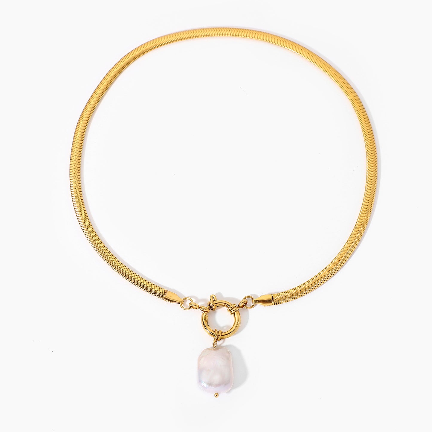 JDN20682 Fresh Water Pearl Necklace Stainless Steel Chain Necklace for Women