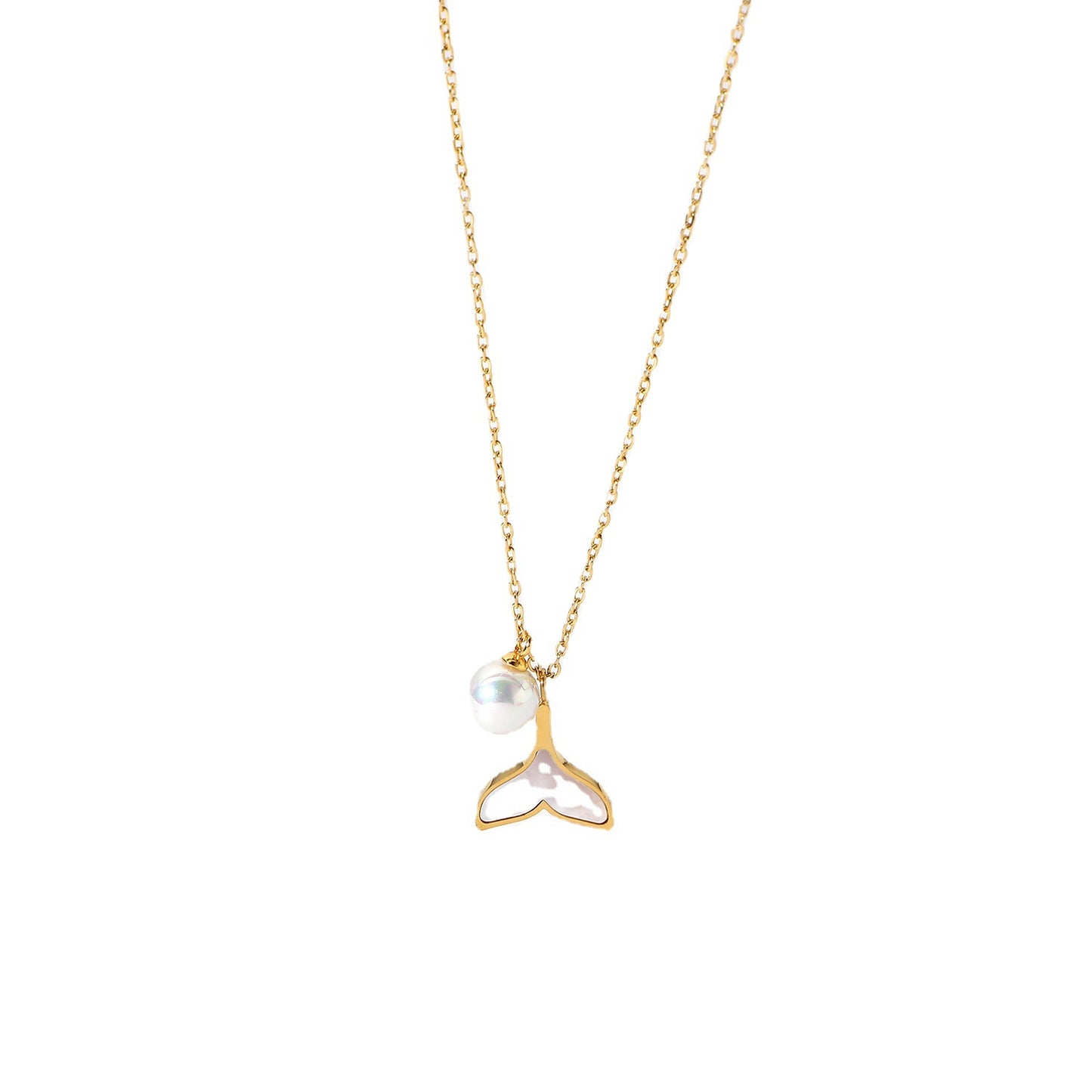 JDN20642 Mermaid's tail Pendant Necklace Stainless Steel Waterproof Chain Necklace for Women