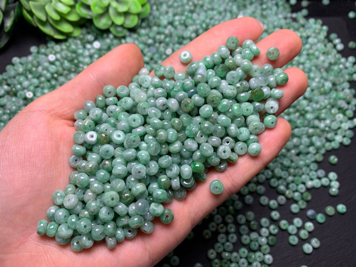 PD08 5.5*2.8mm Myanmar Jade Donut Shape Beads Natural Crystal Gemstone Real Jade