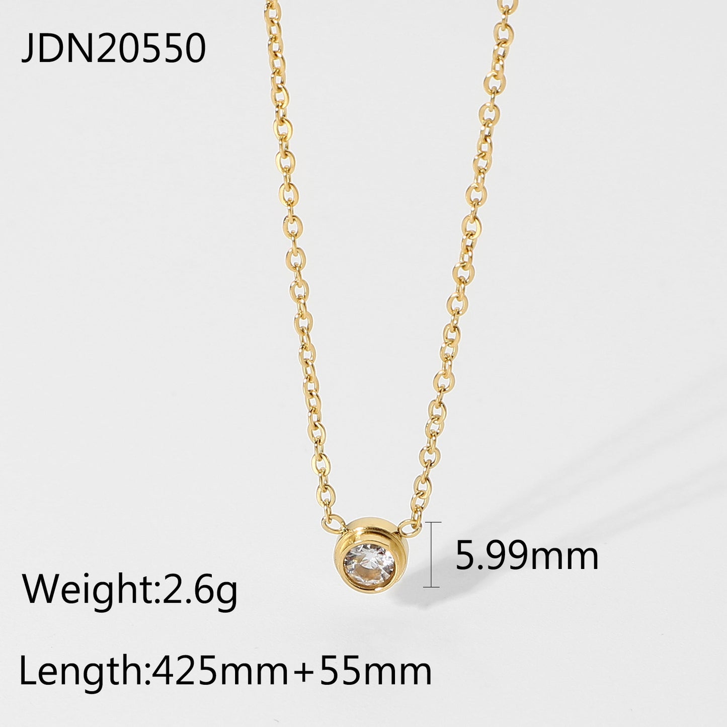 JDN20550 Stainless Steel Chain Necklace with Zircon Diamond Pendent Waterproof Chain Necklace