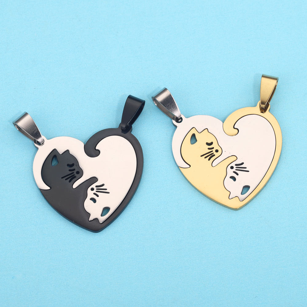 PD24 Couple Pendant Family Pendant Cat Dog Love Pendant Stainless Steel